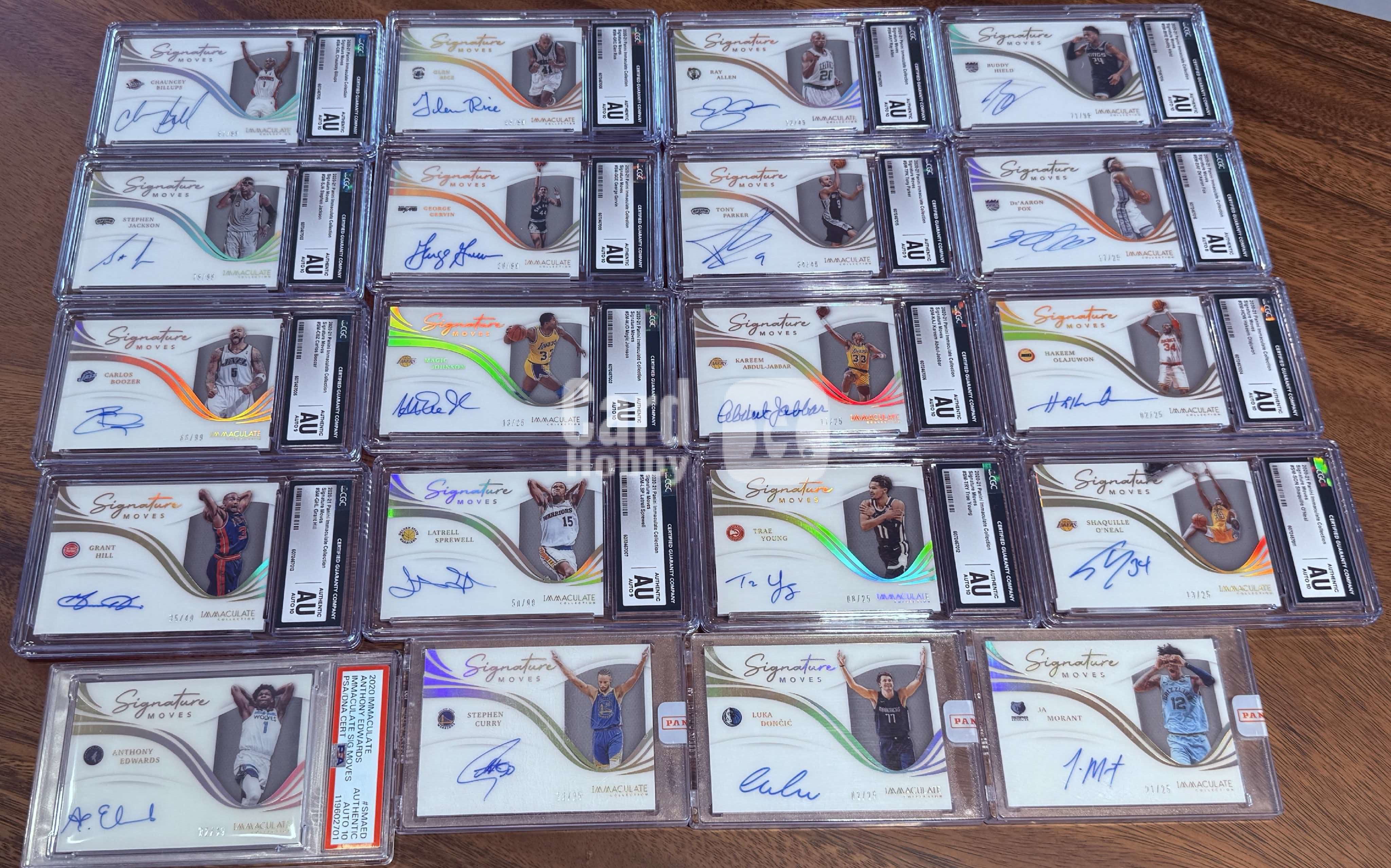 2020-21 Panini Imm Curry 【烦烦拍卖】爱咪咪 库里莫兰特奥尼尔爱德华兹东契奇字母哥 moves 招牌动作 签字卡签25编49编99编 评级卡 一套整套 20张全套打包【老彩】