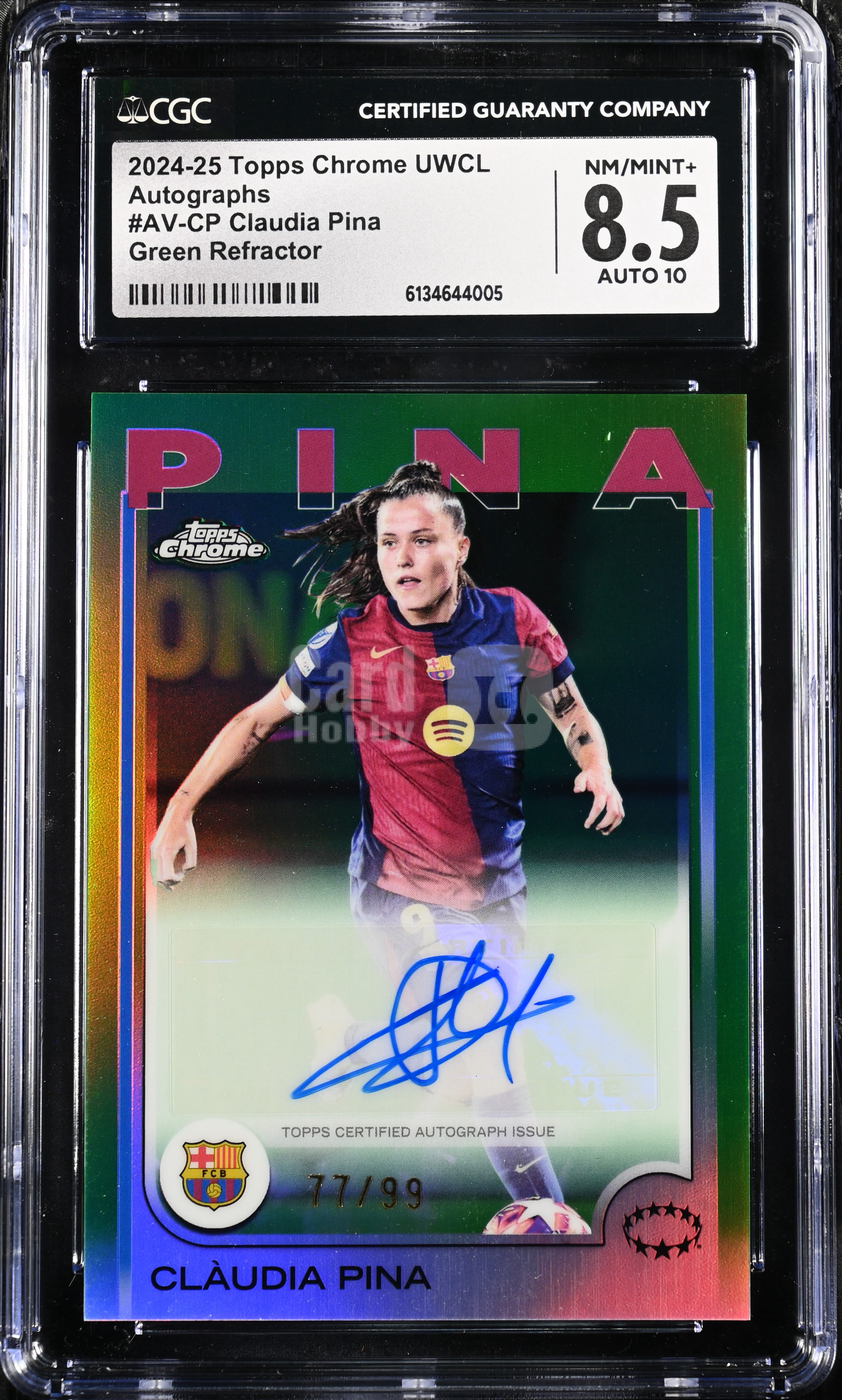 2425 UWCL Barcelona Claudia Pina Auto Green 77/99编 绿折 签字 CGC8.5/10分 克劳迪娅 皮娜 巴萨 巴塞罗那 女足 欧冠【芥末-阿玮】
