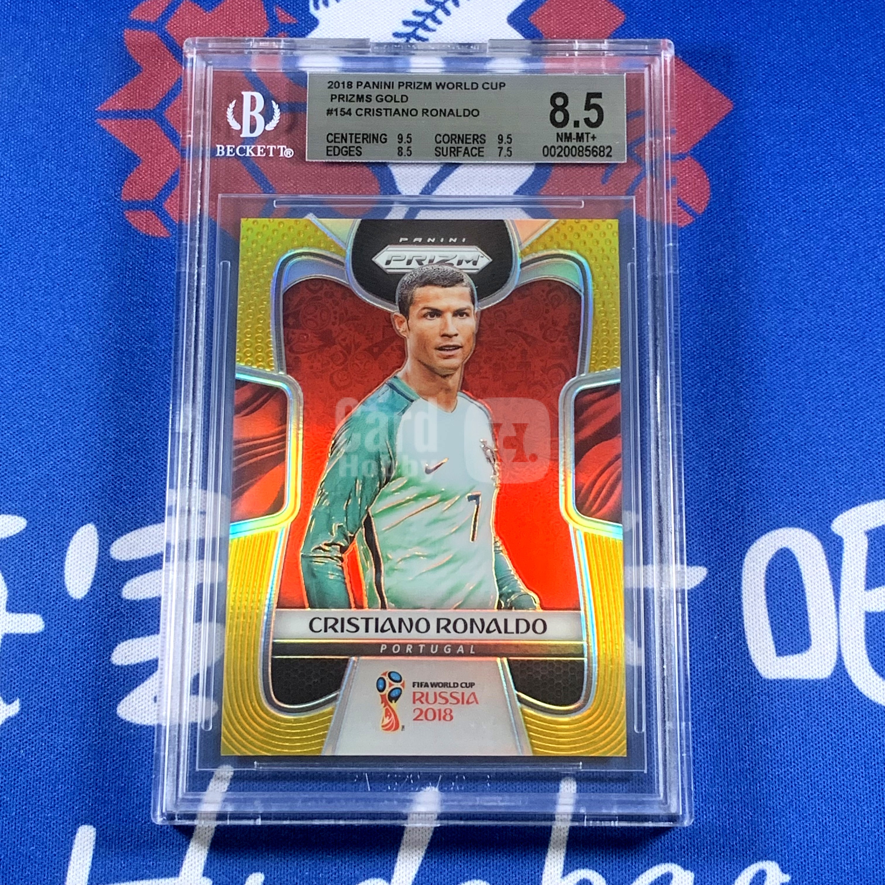 2018 Panini World Cup Prizm Cristiano Ronaldo 【海宝】世界杯pz 葡萄牙 C罗 1/10编 首编 Gold 正金折 BGS8.5 帽子戏法 最有意义一届