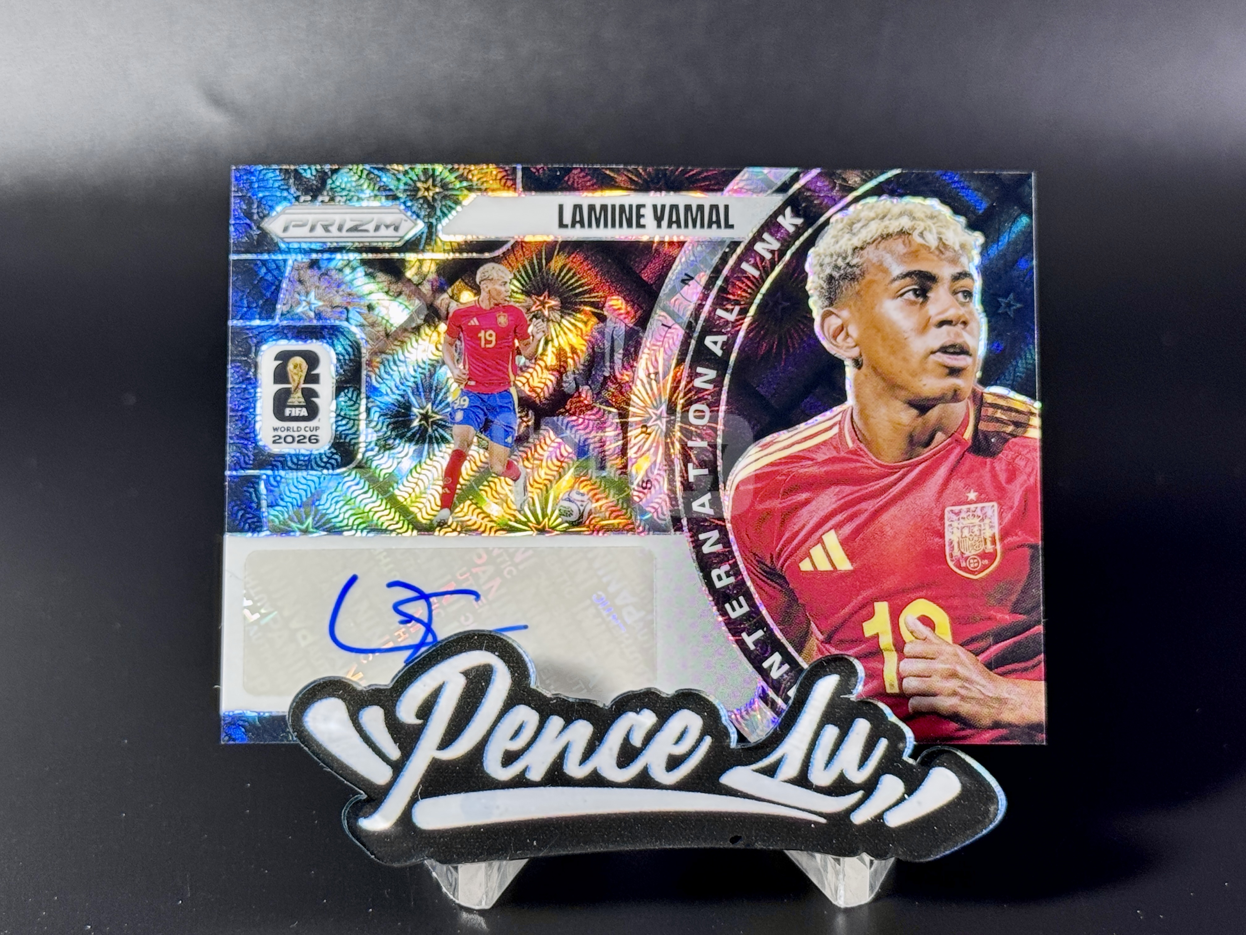 【喷子拍卖】2026 Panini Prizm World Cup Lamine Yamal 世界杯 西班牙 超级新星 亚马尔 黑烟花折 black 签字 一编 1of1 1/1 完美签 大hit卡 未来第一人 轻印看图 送订制壳 YIE