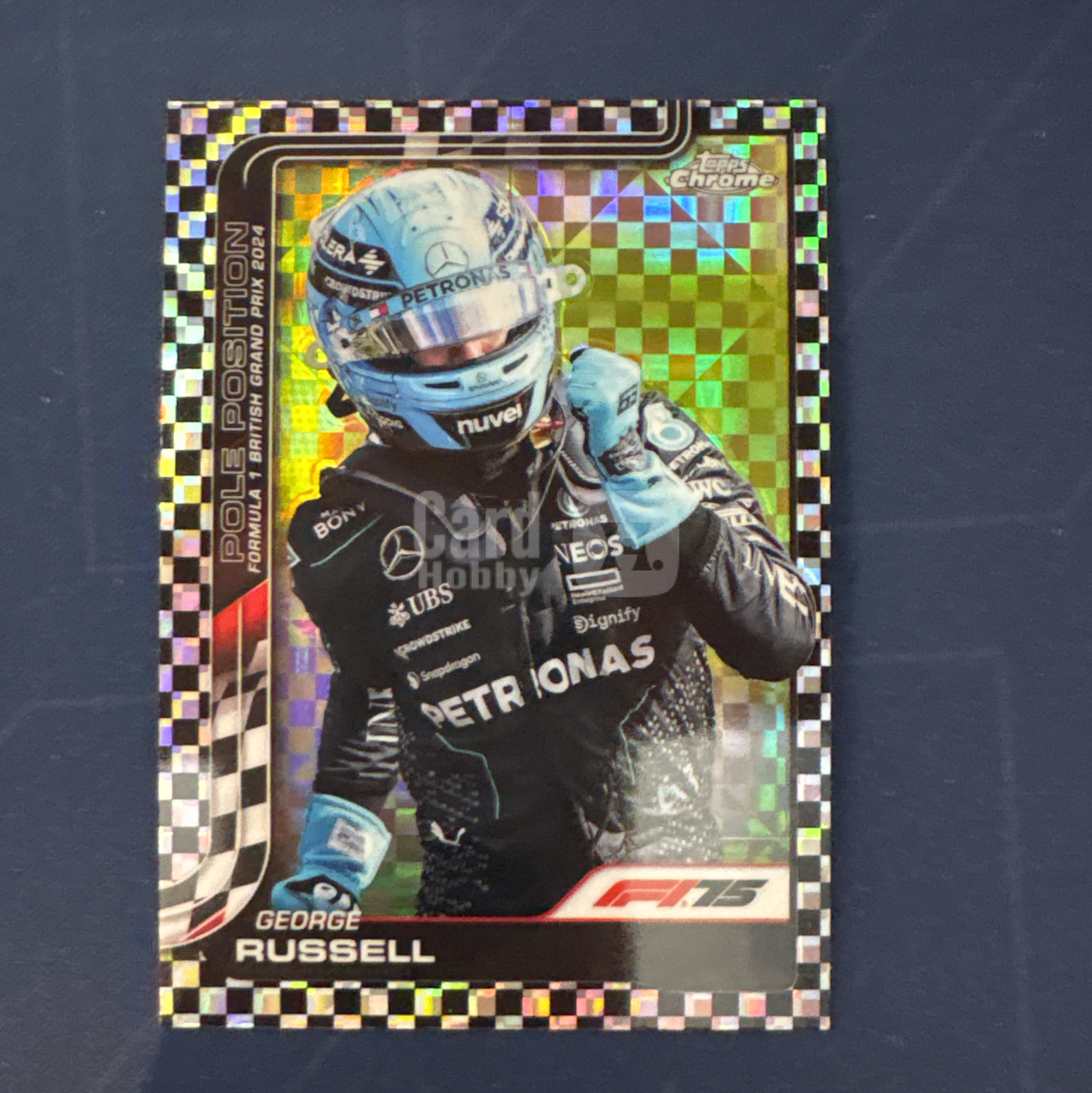 2025 Topps Chrome George Russell 【爆爆代卖】F1 75周年 乔治 拉塞尔 黑白方格旗折 棋盘折 格子折 梅赛德斯奔驰 车队 英国大奖赛 杆位 专收必备 卡品如图#冷哥