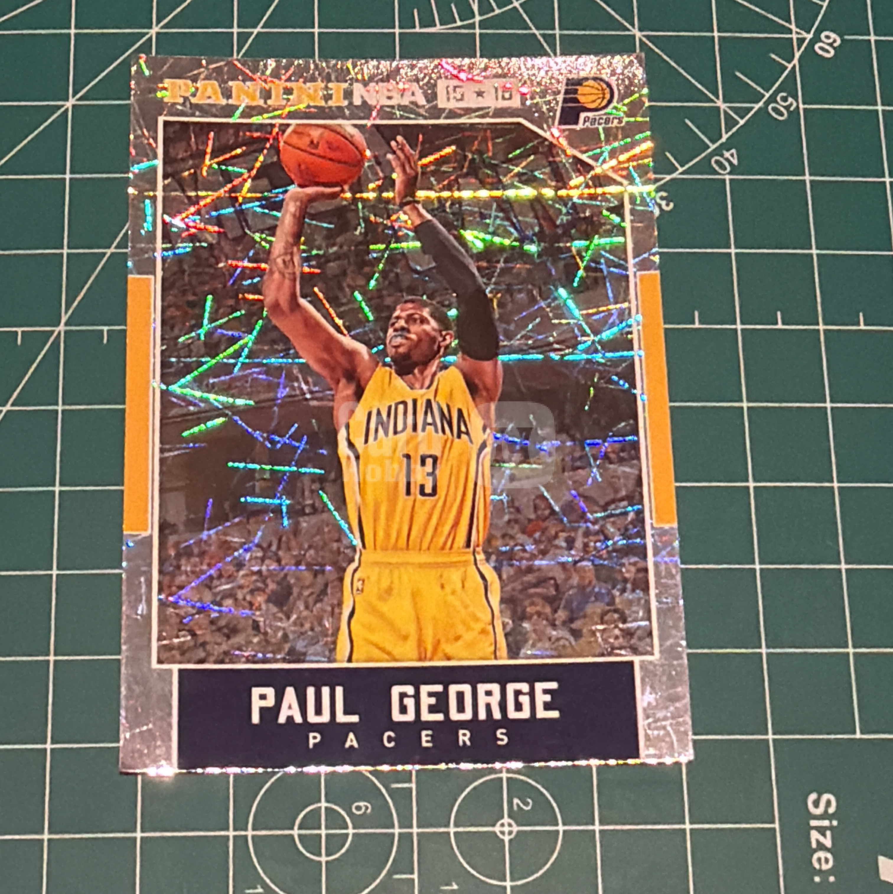 2015-16 Panini Americana Paul George S.p.a. 保罗乔治 泡椒 烟花折射 折射特卡 精美选图 十年老卡 绝版卡 稀有大比例 折痕