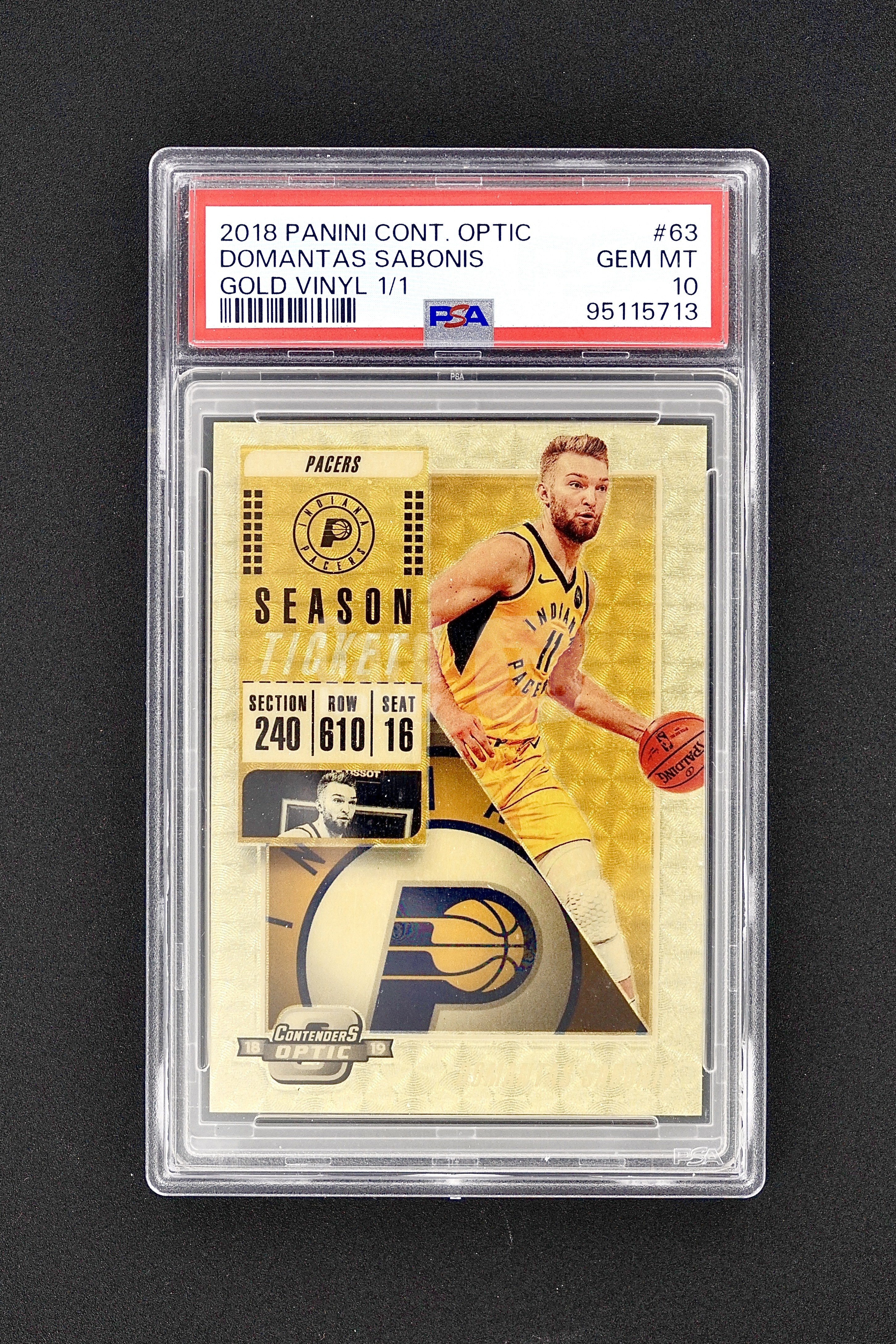 2018-19 Panini Contenders Optic Domantas Sabonis 球票OP 多曼塔斯 萨博尼斯 1/1编 1of1 爆金折 正base PSA10分 小萨 步行者 国王