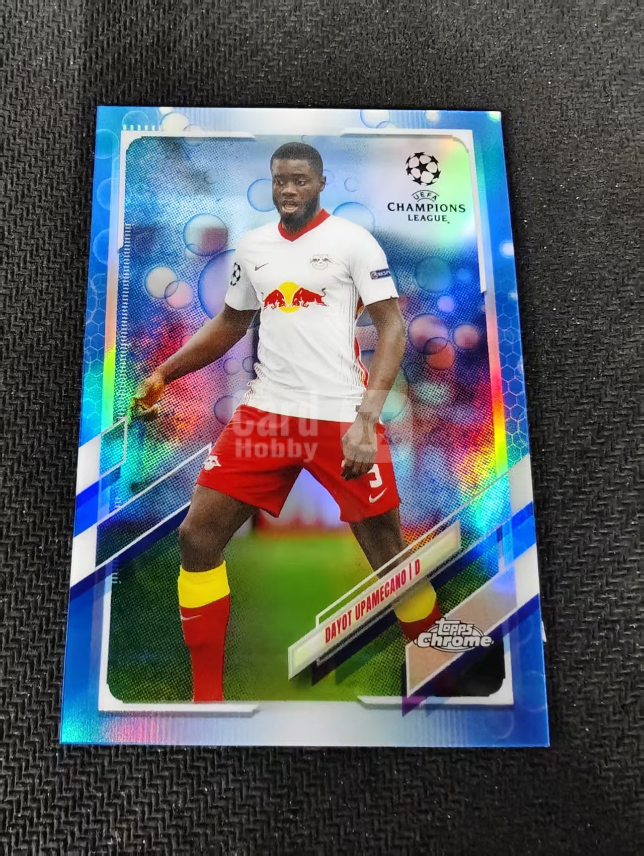 【可合并,不累计】2021 Topps Chrome Dayot Upamecano 莱比锡红牛 达约 于帕梅卡诺 欧冠 蓝泡泡折 划痕 边角瑕疵 #48
