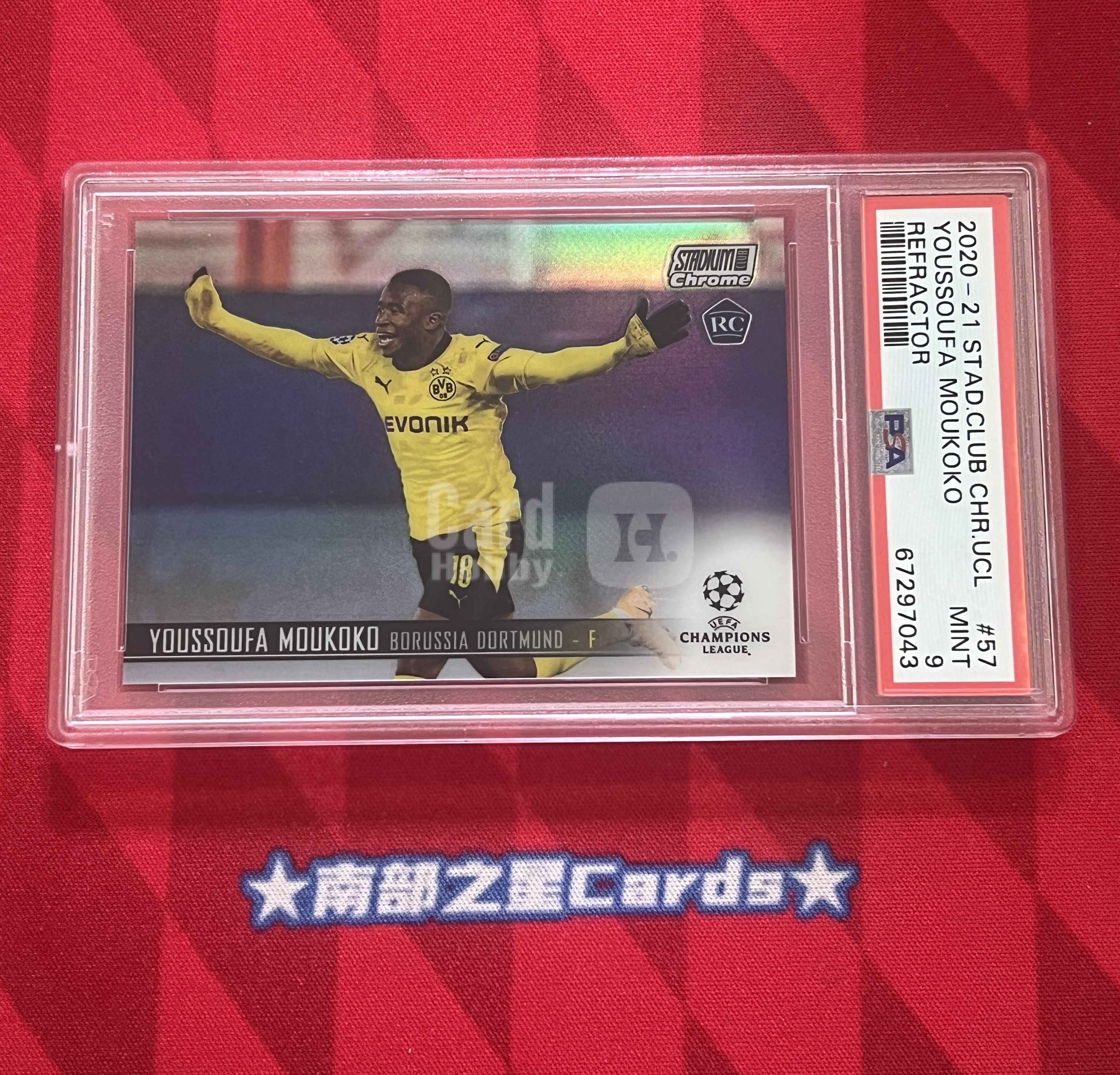 2020-21 Topps Stadium Club Chrome Youssoufa Moukoko RC 新秀 优素法 穆科科 德国 多特蒙德 哥本哈根 银折 UEFA 欧冠 竞技场 PSA9【南部之星】PR