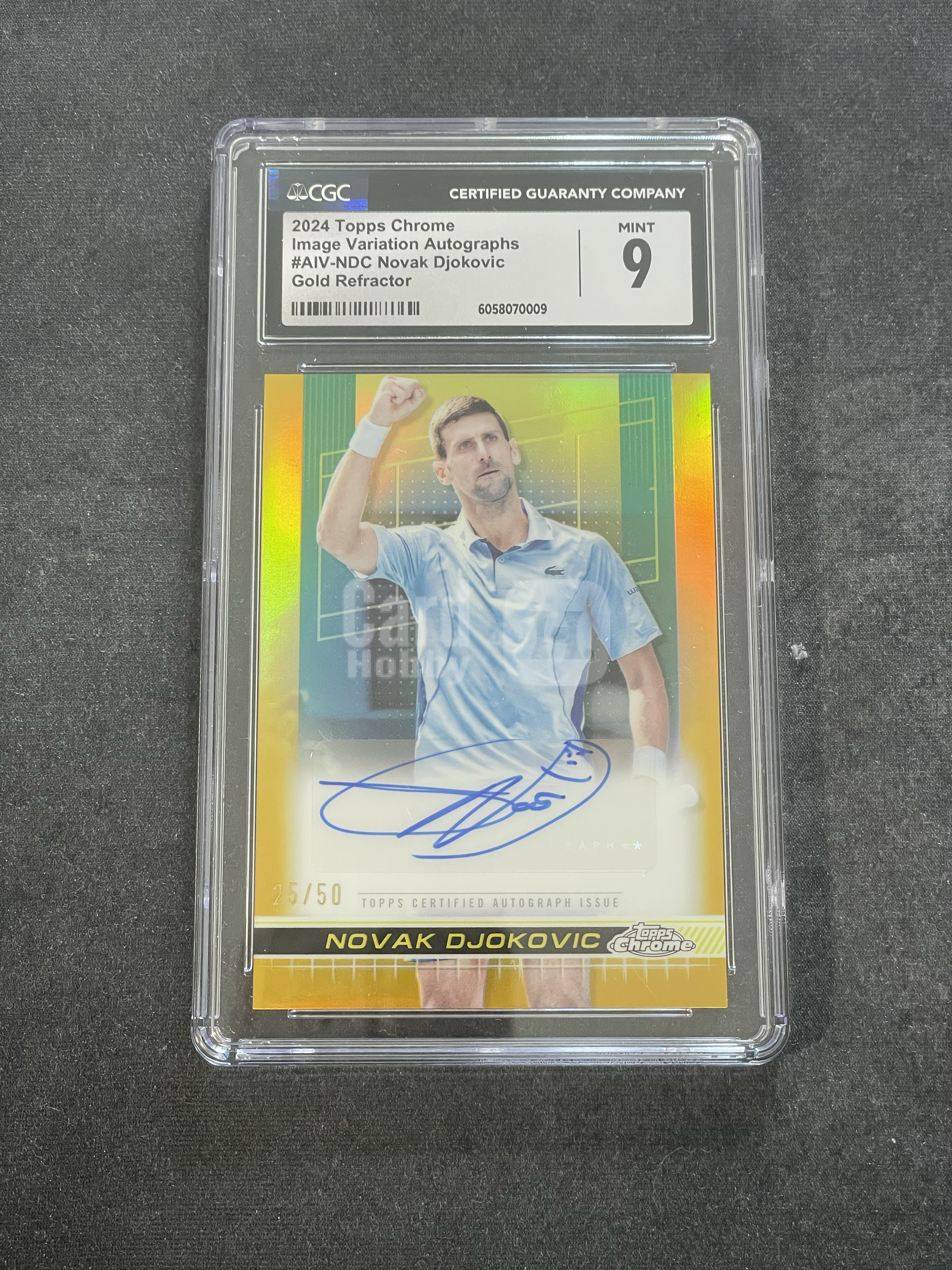 2024 Topps Chrome Novak Djokovic 网球Goat 德约科维奇 变化版限量50编 金折签 CGC9分 24座大满贯关键 成绩斐然【V】