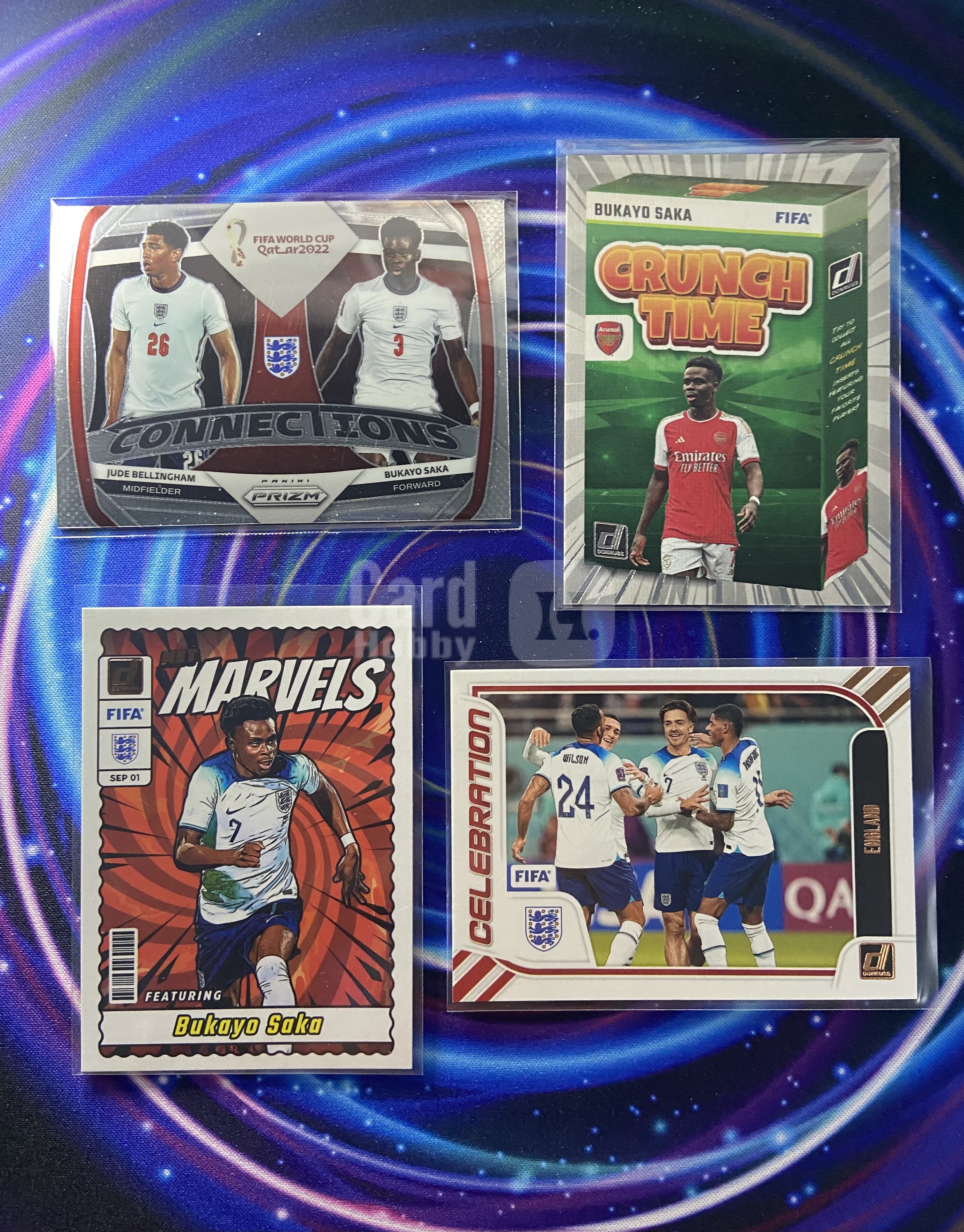 2022 Panini Prizm Bukayo Saka 世界杯 FIFA 英格兰 萨卡 贝林厄姆 双人 漫威 麦片 庆祝 特卡 四张打包 lot 实卡精美 收藏必备 万卡-双双
