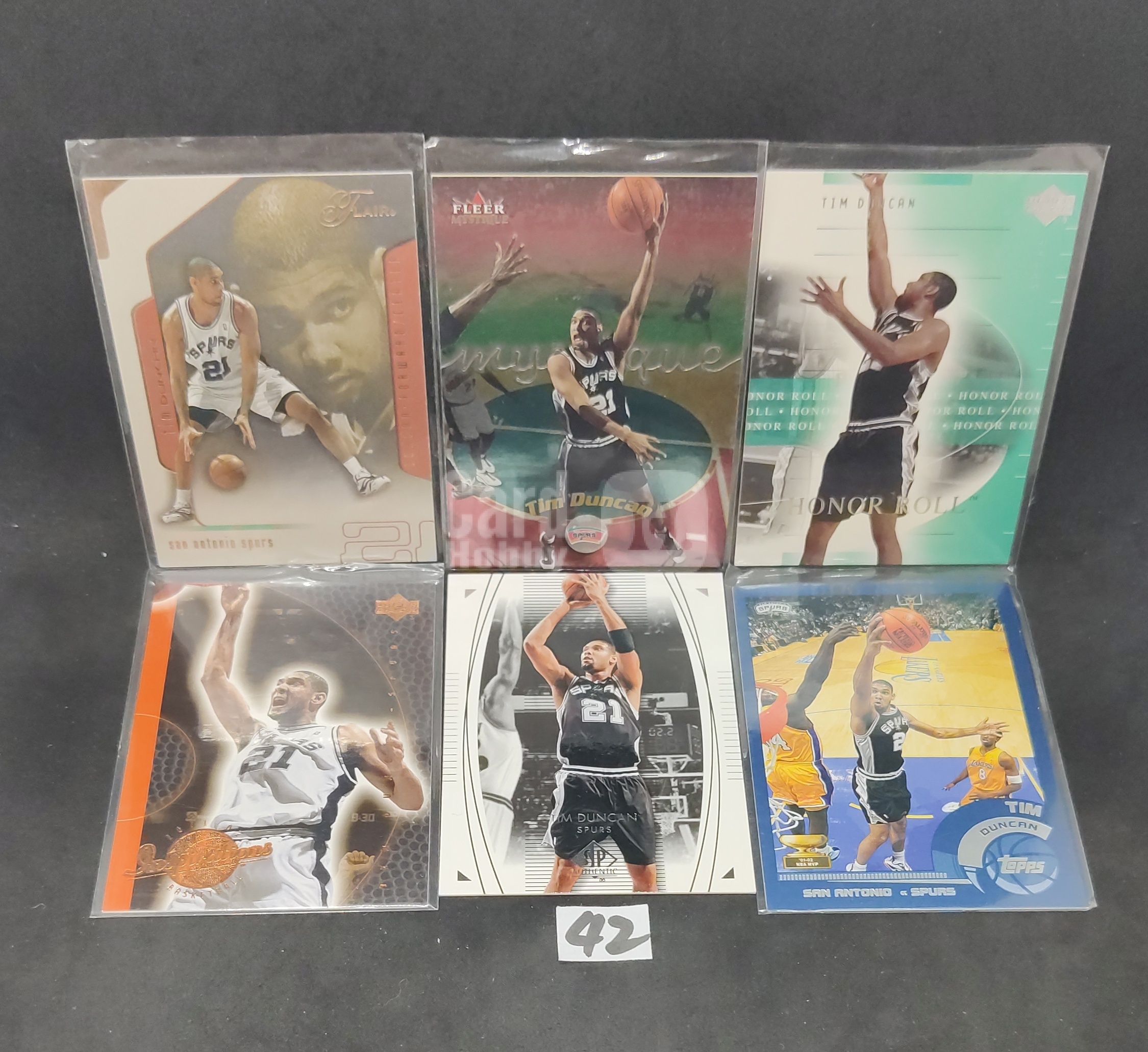 【DC拍卖】7.18 蒂姆・邓肯 Tim Duncan 6 张马刺经典老球星卡打包 Upper Deck/Fleer 多系列 Base 特卡 石佛收藏套卡 实拍 42 号组