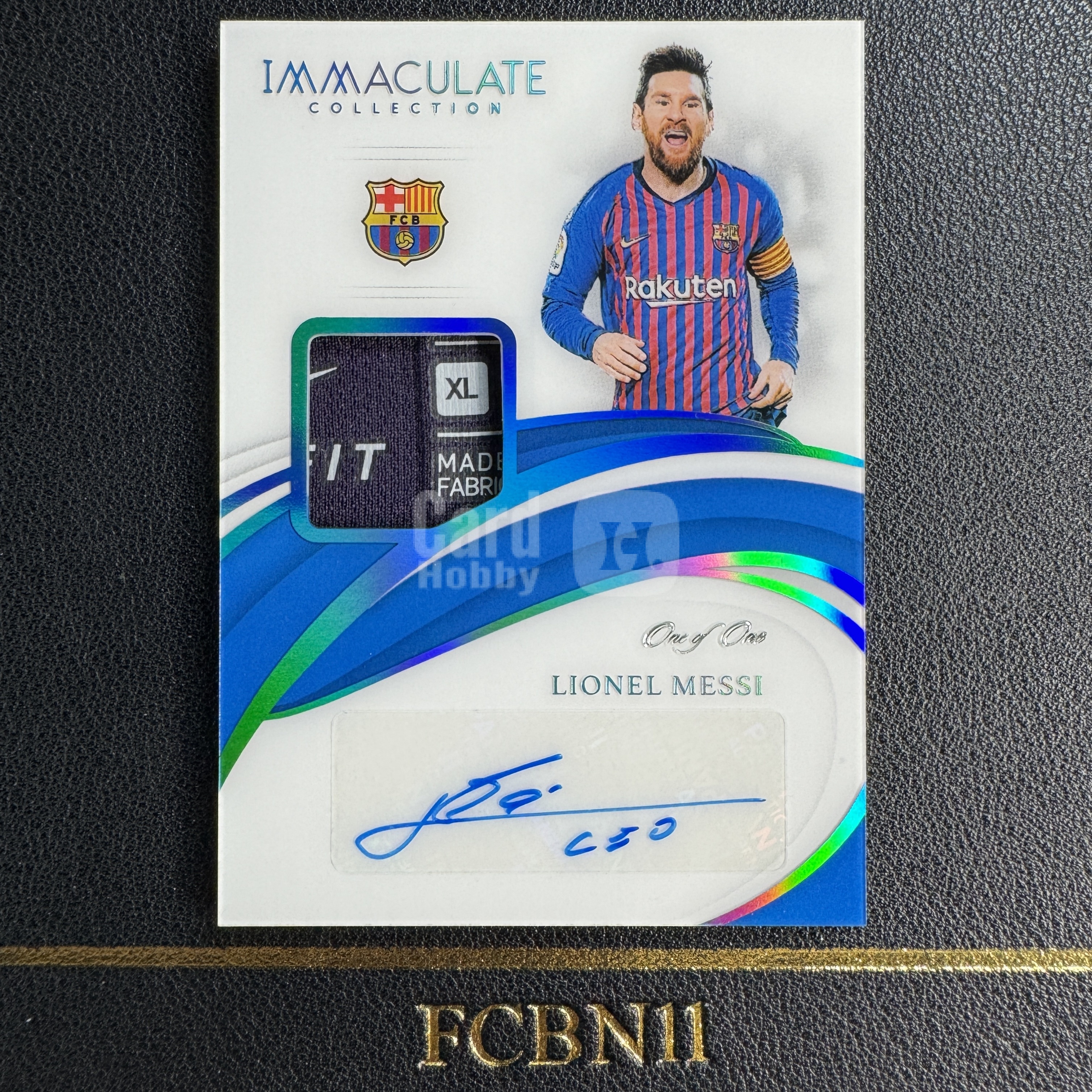 【FCB拍卖】2018-19 PANINI IMMACULATE LIONEL MESSI 里奥 梅西 1/1编 签字 球衣签 一编 湖水蓝 亲穿切TAG 单一平行 镜面 player 巴萨 阿根廷 痕如图｛NCE29｝FCBN11代理拍卖