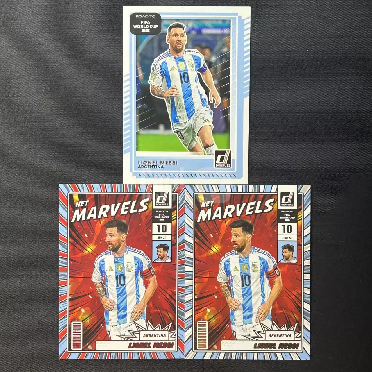 2026 Donruss 美加墨 世界杯之路 Lionel Messi 里奥 梅西 阿根廷 球王 Net Marvels特卡 红平行 base 3张打包 选图巨帅 细节如图-冰块