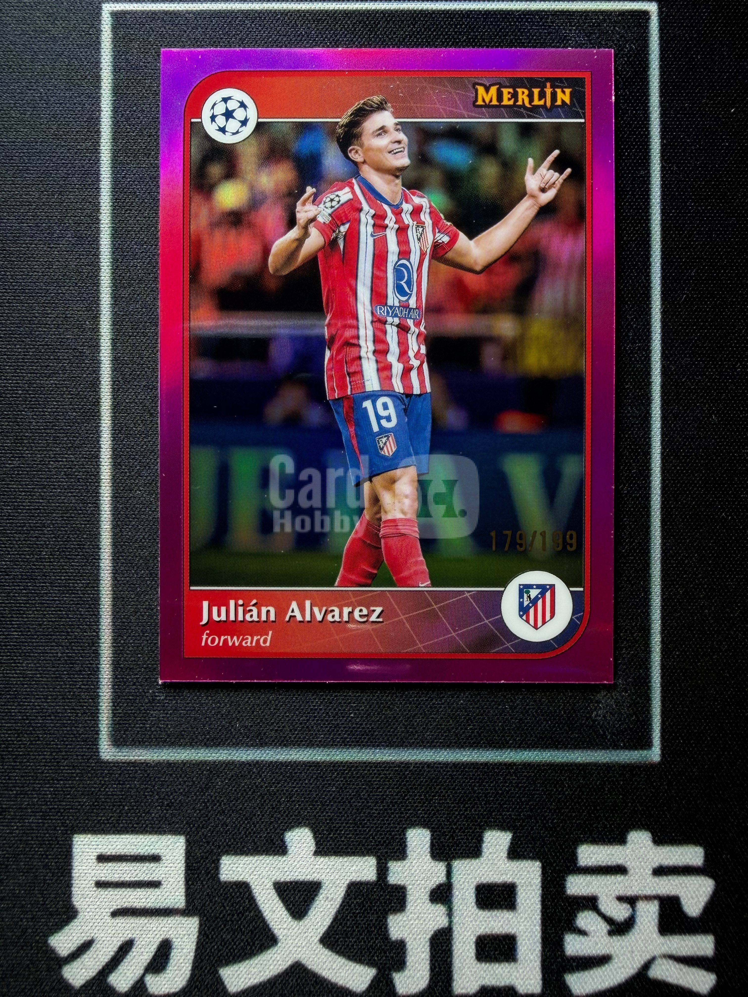 【易文拍卖 超级回款】2024-25 Topps Merlin 梅林欧冠 JULIAN ALVAREZ 曼城 阿尔瓦雷斯 小蜘蛛 阿根廷 马竞 179/199编 粉折 卡品如图#不二安