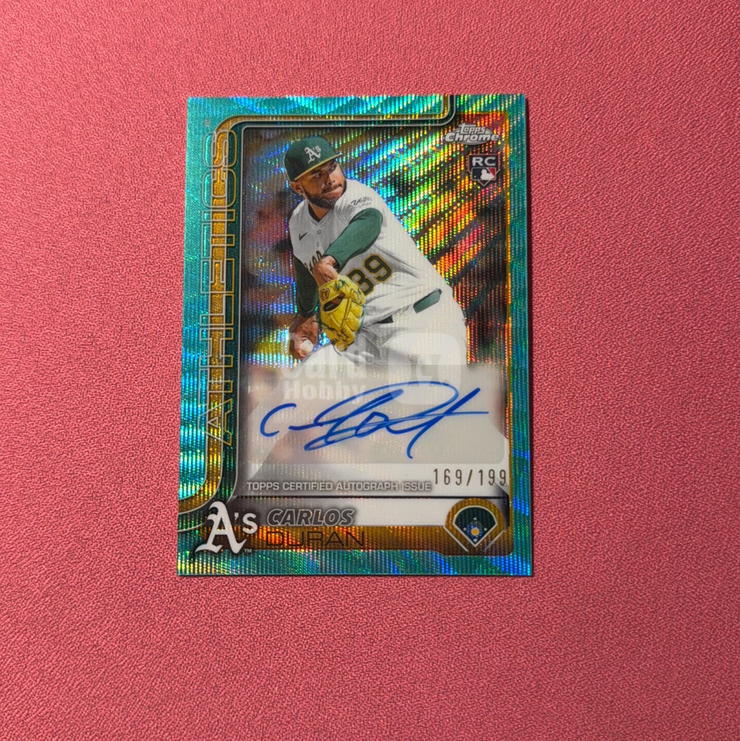2025 Topps 【锡安代卖】 不累计！ 棒球mlb chrome Carlos Duran RC MLB 卡洛斯 杜兰 新秀 RC 绿波纹折 199编 卡品如图 坚(朱老师）