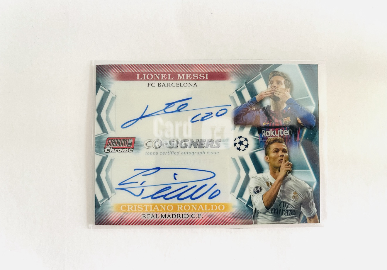 2023 【腕龙拍卖 接代卖】 腕龙王笨笨 Topps Stadium Club 欧冠 竞技场 C罗 梅西 双签 绝代双骄 红折 3/5编 签字 皇家马德里 巴塞罗那 梅罗时代LIONEL MESSI