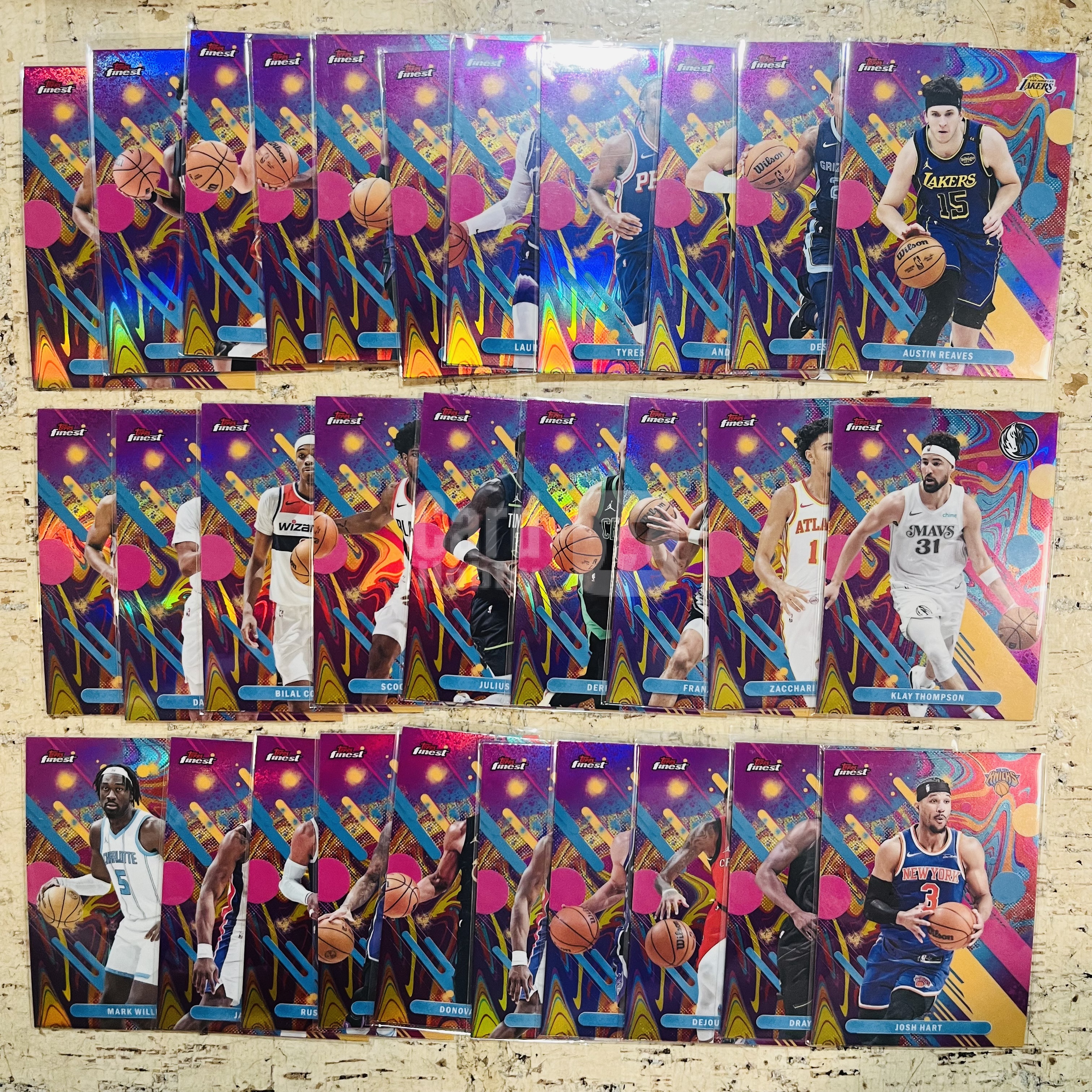 2025-26 Topps Finest Austin Reaves 现役 一级 油污折 涂鸦折 30张打包 里弗斯 克莱 汤普森 带队 此标有膜无夹【小卡迷拍卖 可累积半年】