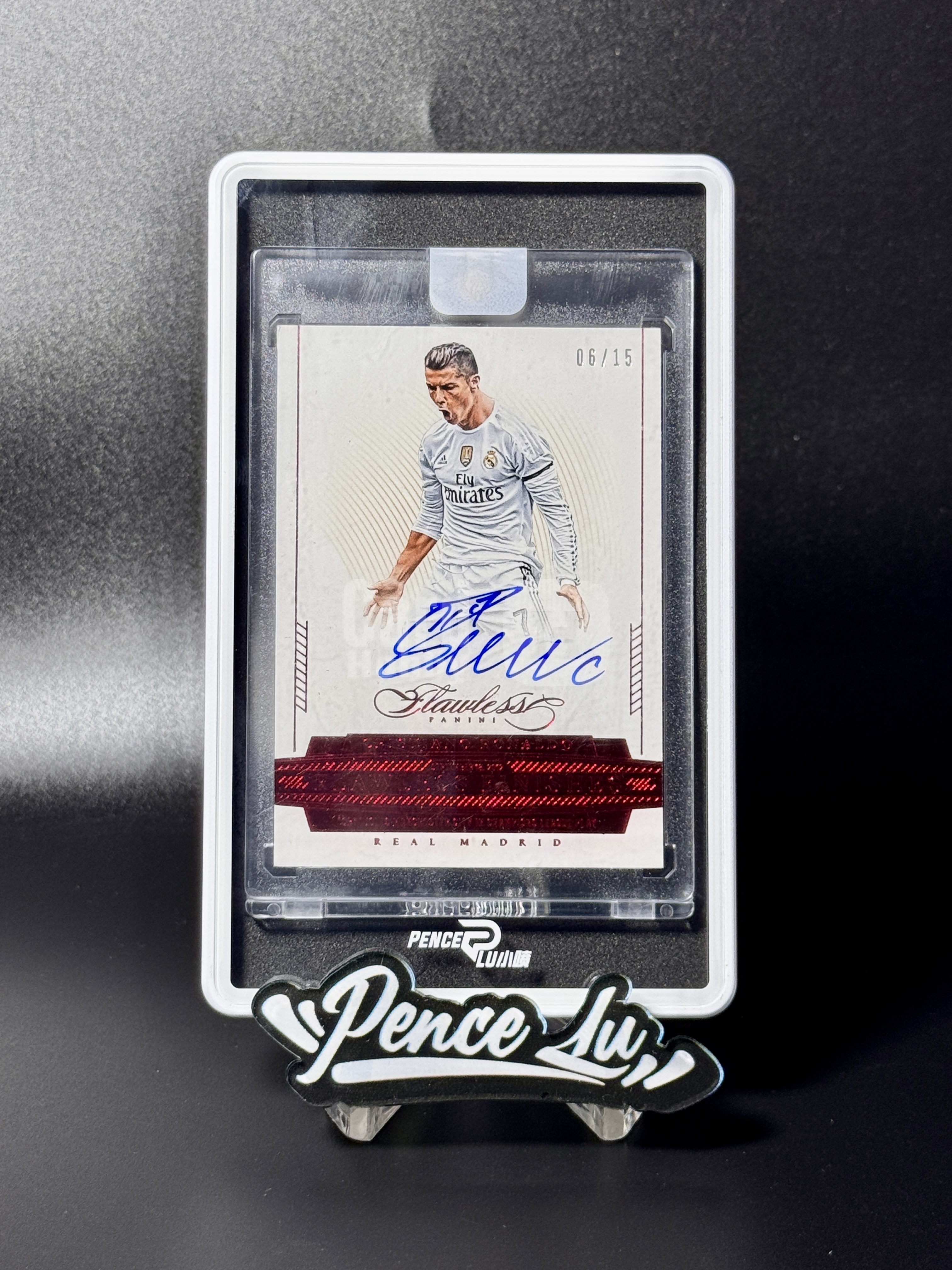 【喷子拍卖】2015-16 Panini Flawless Cristiano Ronaldo 元年手提 皇家马德里 葡萄牙巨星 C罗 罗纳尔多 绝杀 签字 15编 中国红 卡签 最经典庆祝选图 大hit卡 完美签 原封砖 送订制壳 乔老爷
