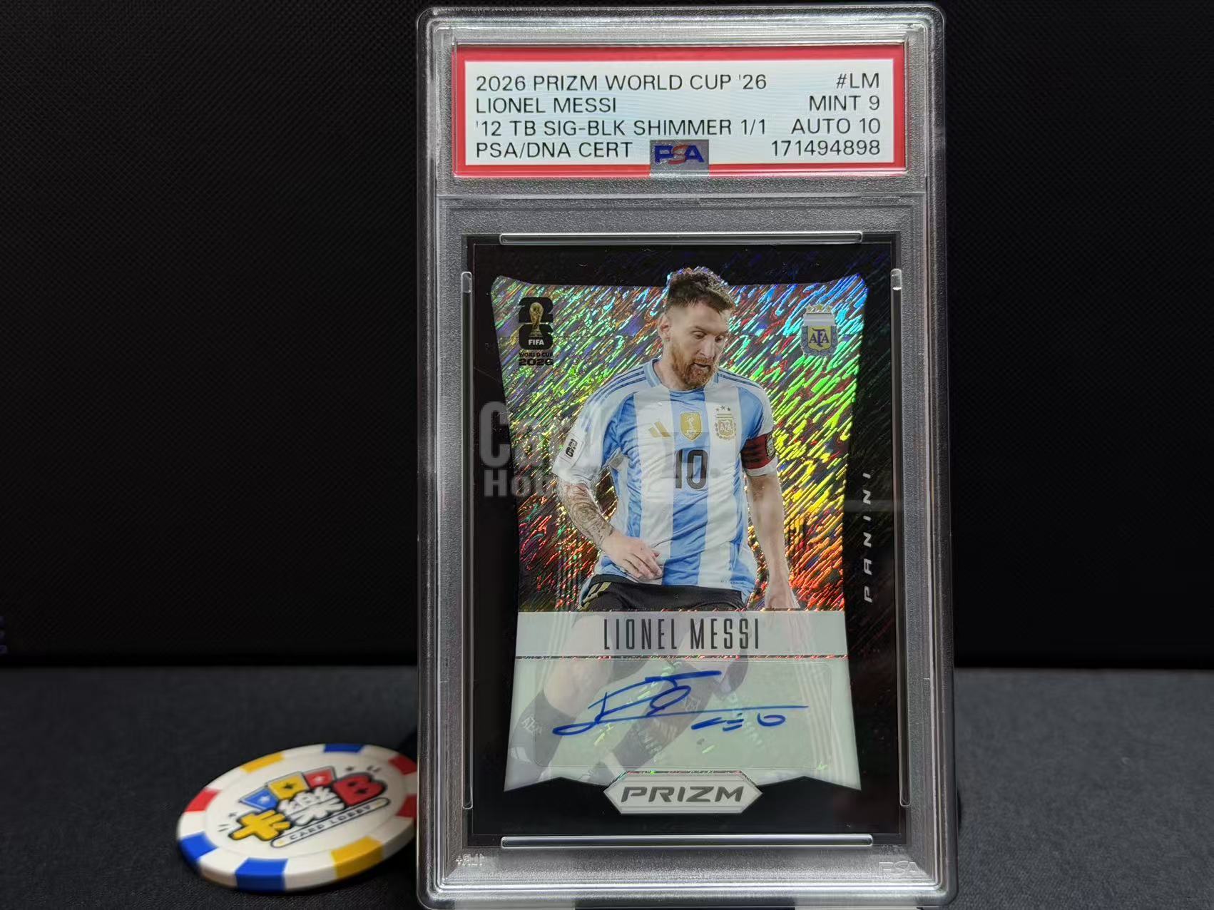2026 Panini World Cup Prizm Lionel Messi 【卡乐B】里奥 梅西 阿根廷 1of1 1/1编 黑Shimmer 闪回签 折射 PSA9 签字10分 世界杯 J