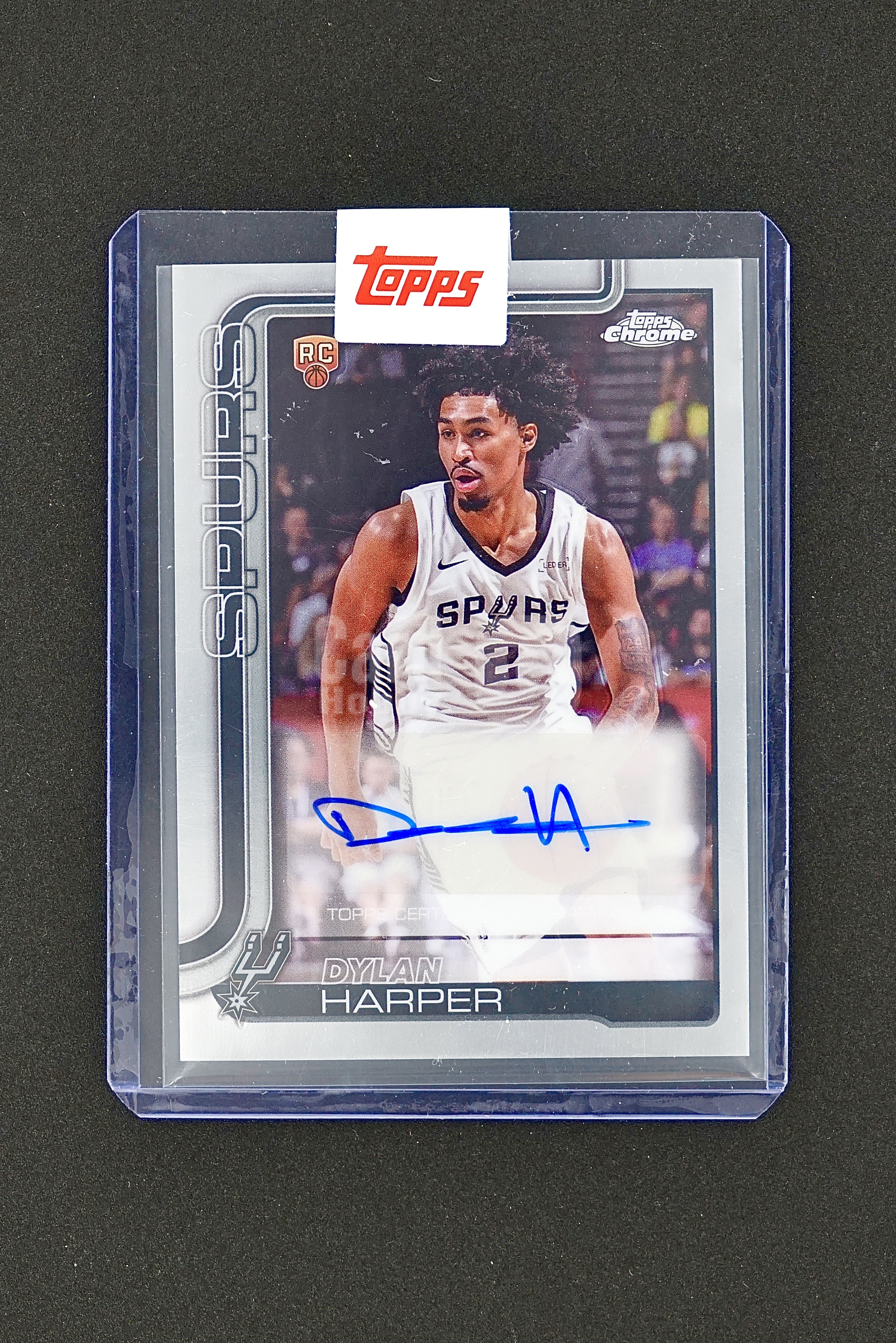 2025 Topps Chrome Dylan Harper RC TC 迪伦 哈珀 正Base签 新秀 签字 大热新秀 交换板换回 原封卡夹 马刺 文班亚马 卡斯尔队友 卡品墨迹如图