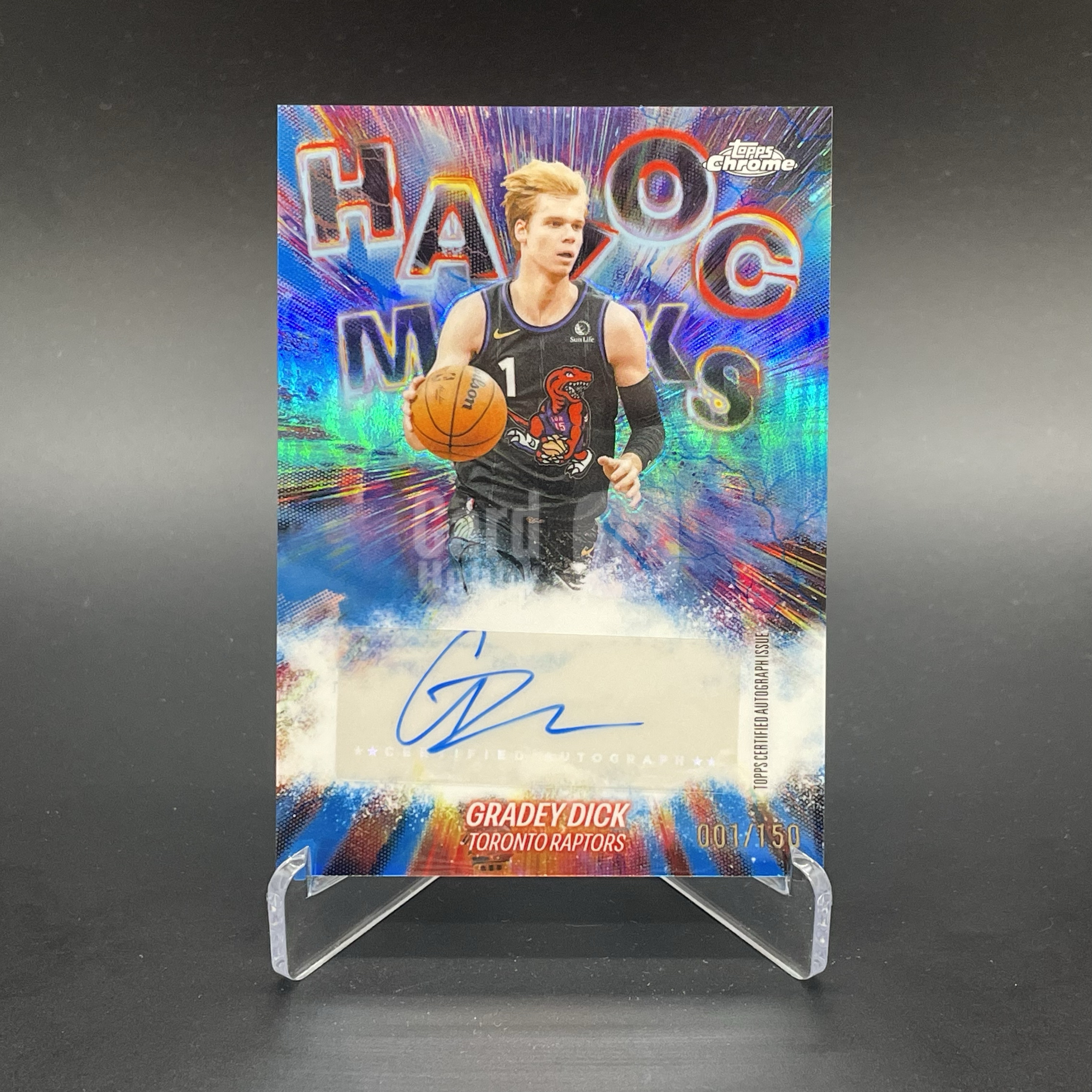 2026 Topps Chrome Gradey Dick 【无界代卖】猛龙 格雷格 迪克 001/150编 首编 同背 签字 蓝折 全球一张 Havoc Marks 超级稀少 品墨如图 不累计 JJ