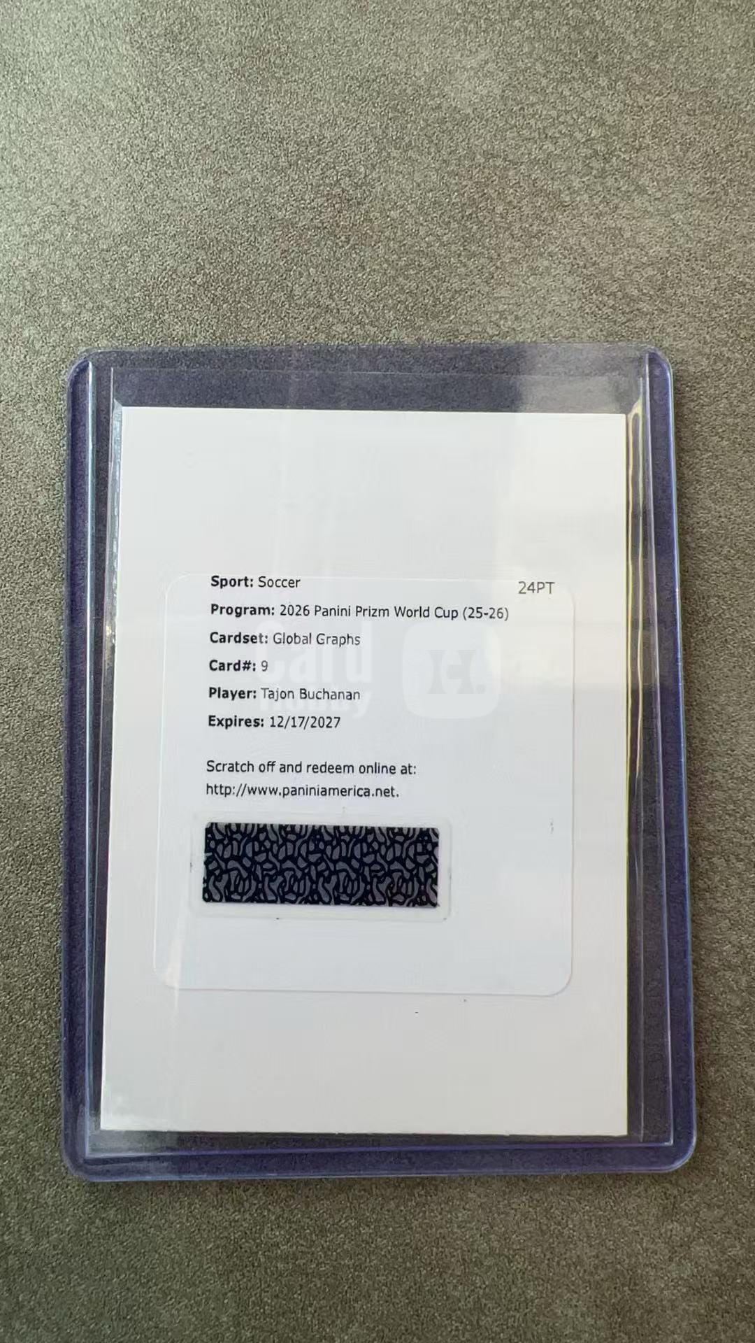 8110【330球星卡实体店代卖】2026 Panini pz世界杯 Prizm 泰扬布坎南(Tajon Buchanan)加拿大 Global Graphs 交换板 (UK23)