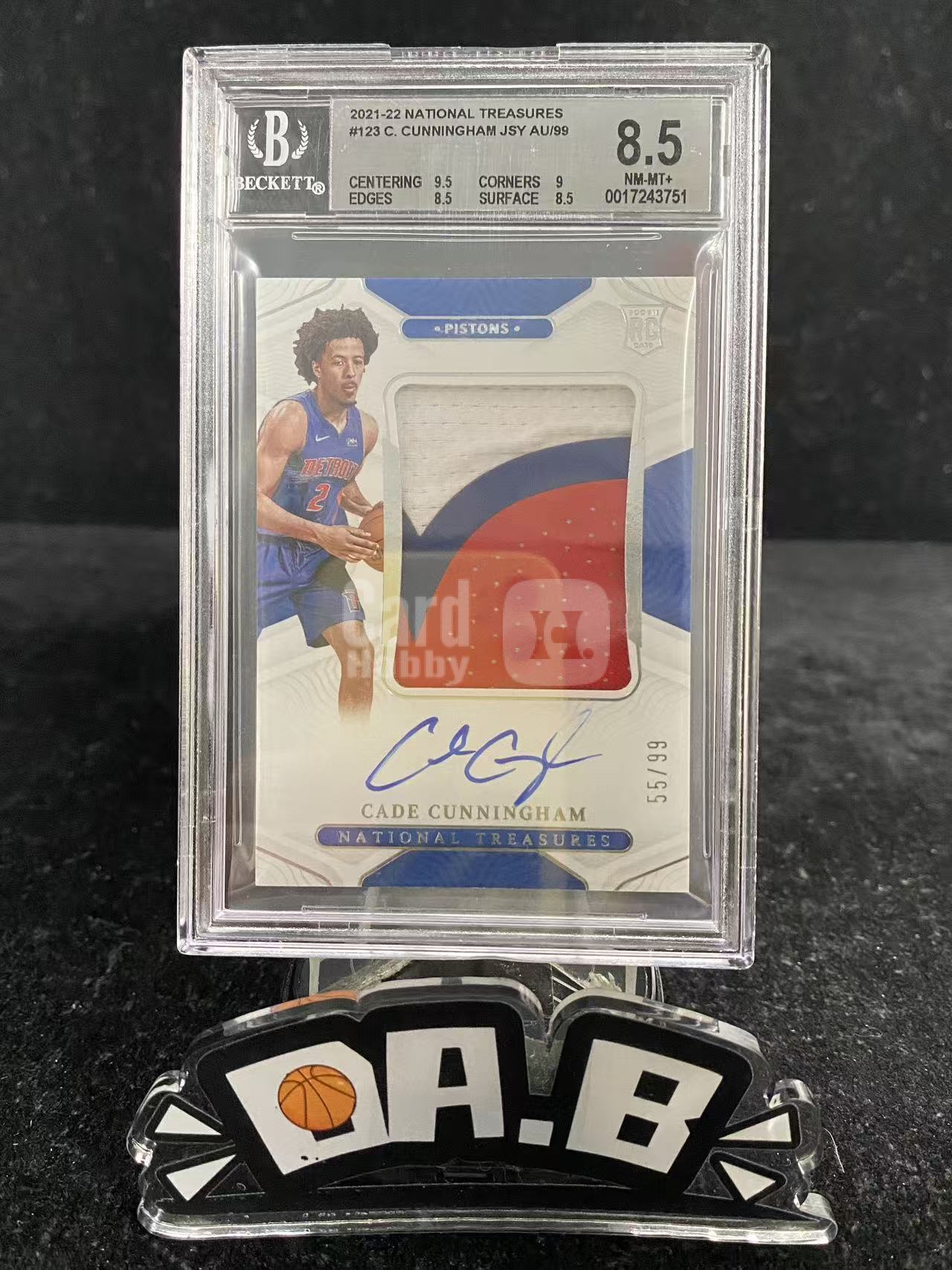 2021 Panini National Treasures Cade Cunningham BGS8.5【大彪】国宝新秀年 活塞 CC凯德坎宁安 康宁汉姆 卡签签字 球衣暴力切割正RPA 99编 赵