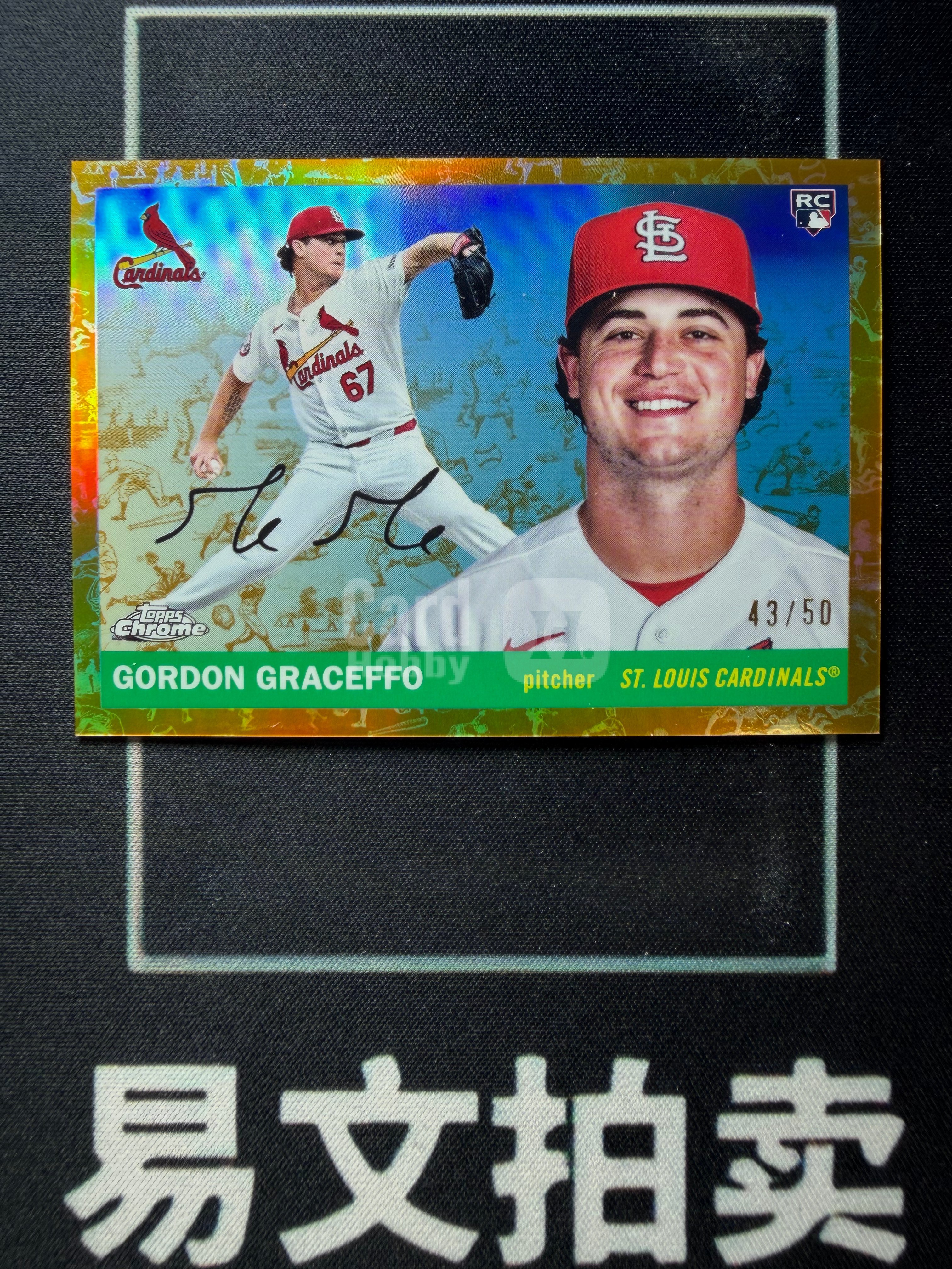 【易文拍卖 超级回款】2025 Topps Chrome Platinum MLB棒球铂金 GORDON GRACEFFO 红雀 戈登 格雷菲奥 RC新秀 50编 金折 印签字签名 卡品如图#不二安