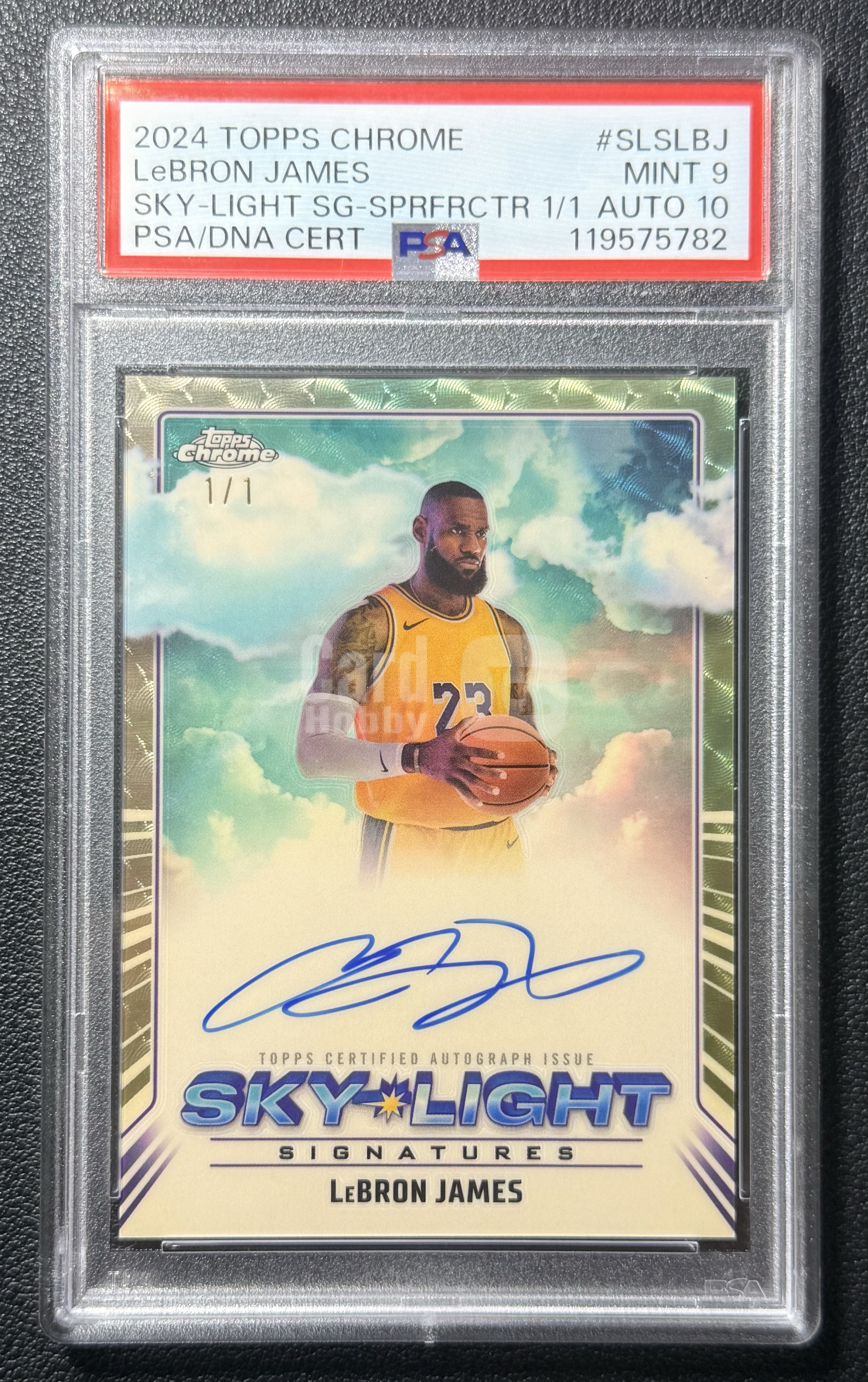 2024-25 Topps Chrome Lebron James 湖人 勒布朗 詹姆斯 1/1 one of one 1of1 爆金折 签字 卡签 Sky-Light 天空签 PSA9/10 高分评级卡 墨迹湛蓝 系列大Hit 收藏必备