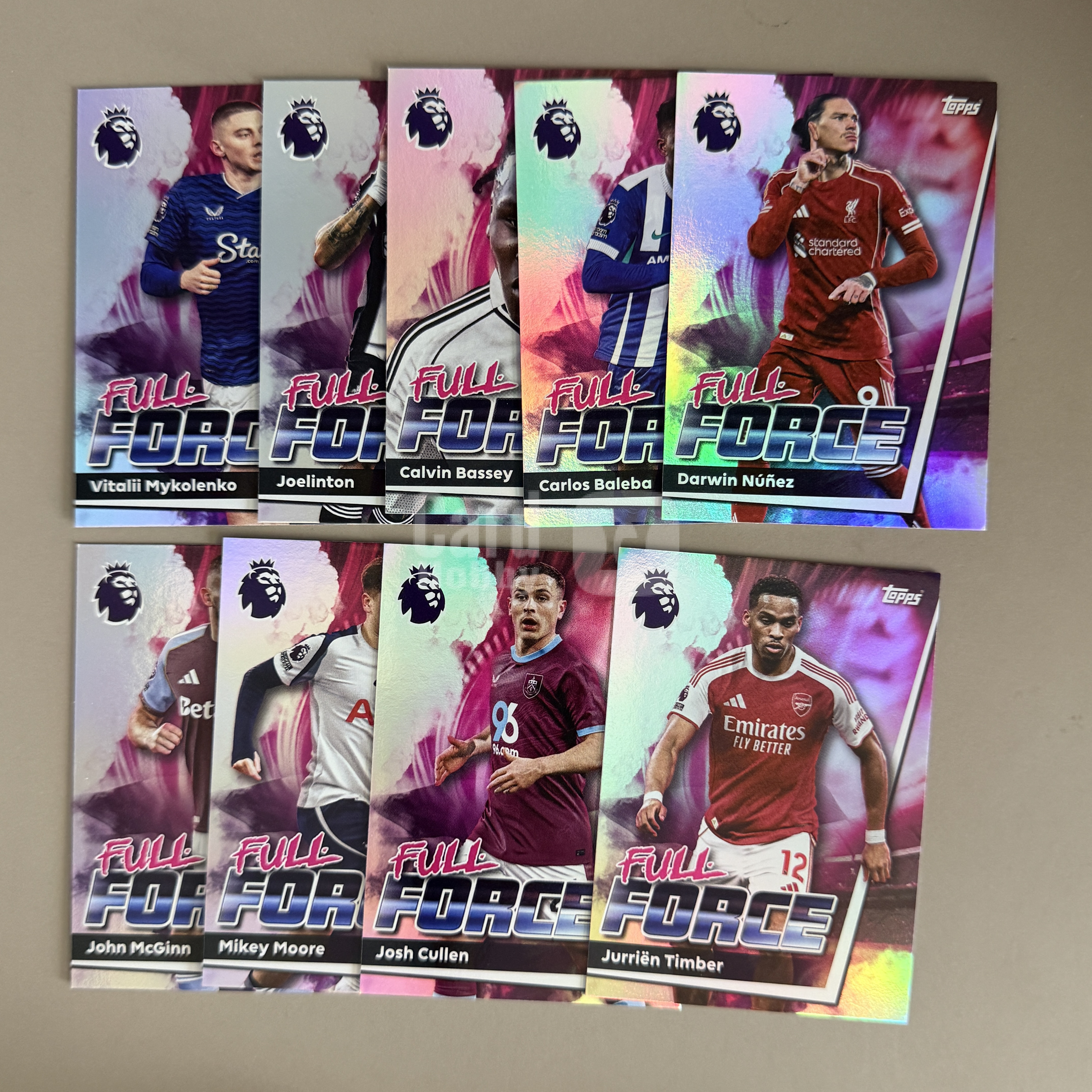 【大卫拍卖】2025-26 Topps Football 英超 乔林顿 廷伯 努涅斯 麦金 等 折射 full force 等 特卡 卡品如图 闪电