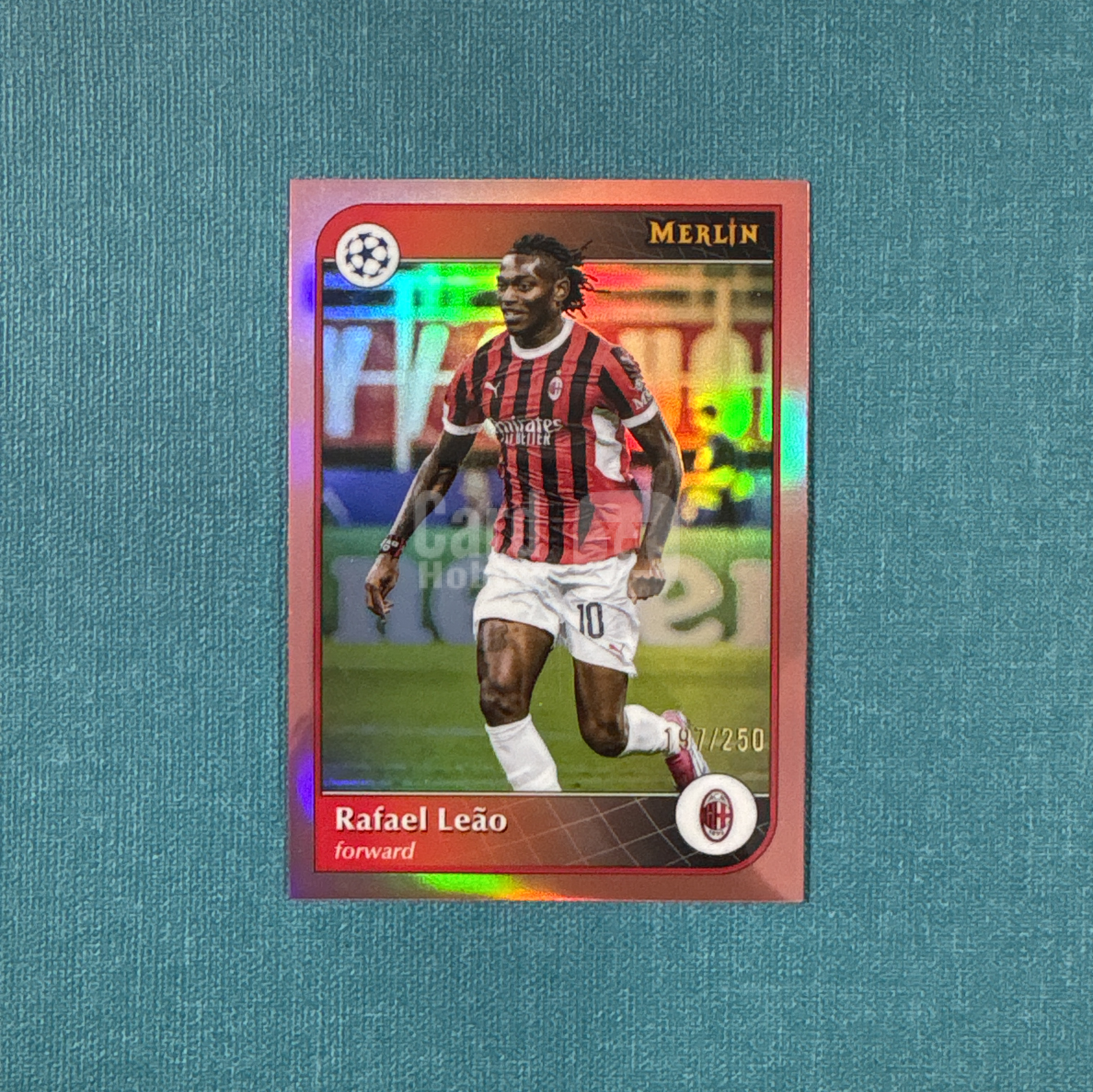 2024-25 Topps Merlin 欧战 梅林 Rafael Leao 拉斐尔 莱奥 197/250编 玫瑰金折 AC米兰 卡品如图 433YIF