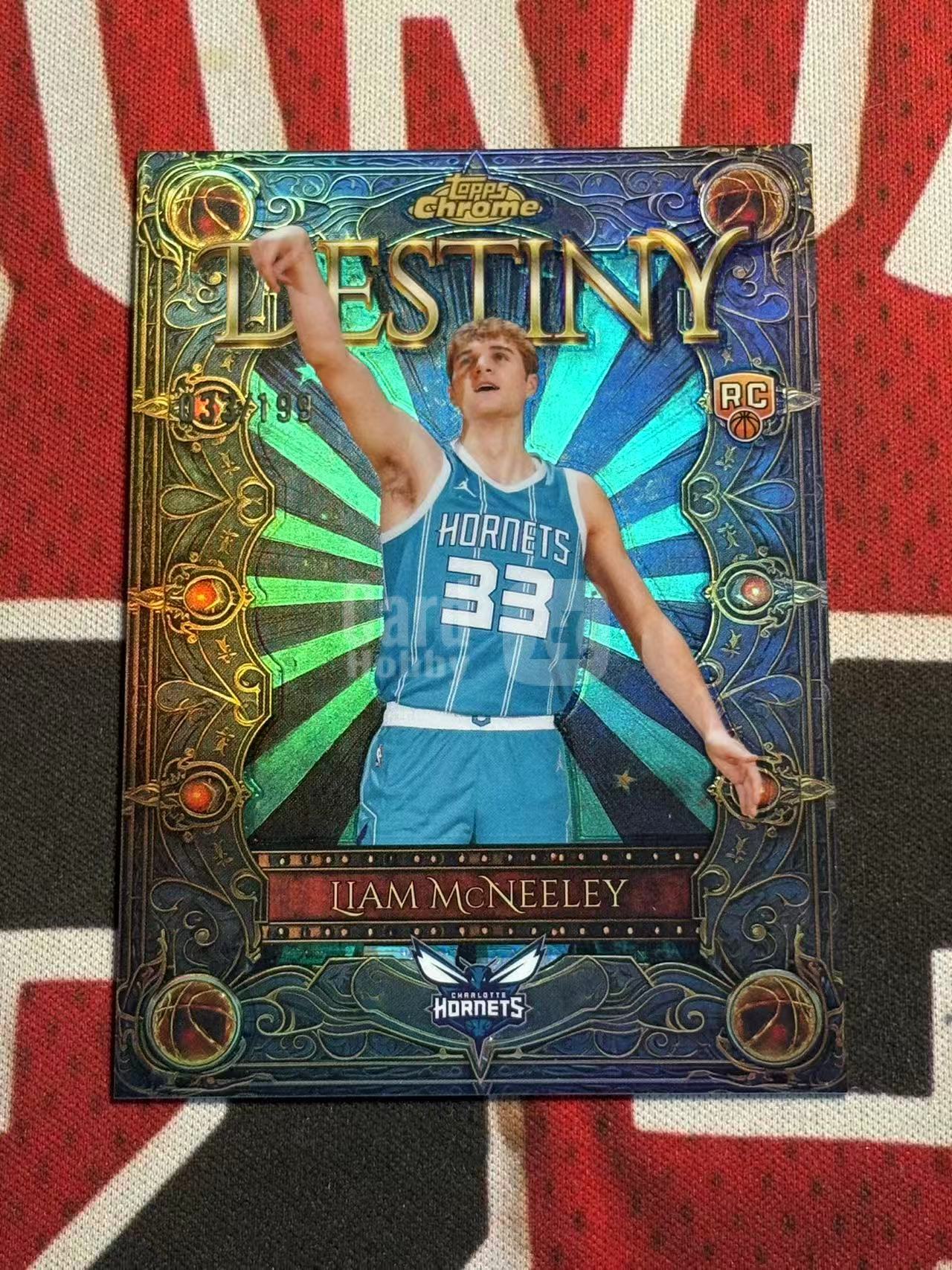 2025-26 TOPPS CHROME TC系列 LIAM MCNEELEY黄蜂 新秀RC 利亚姆麦克尼利 199编 DESTINY命运特卡 正青折 折射【烂臭嘴拍卖】