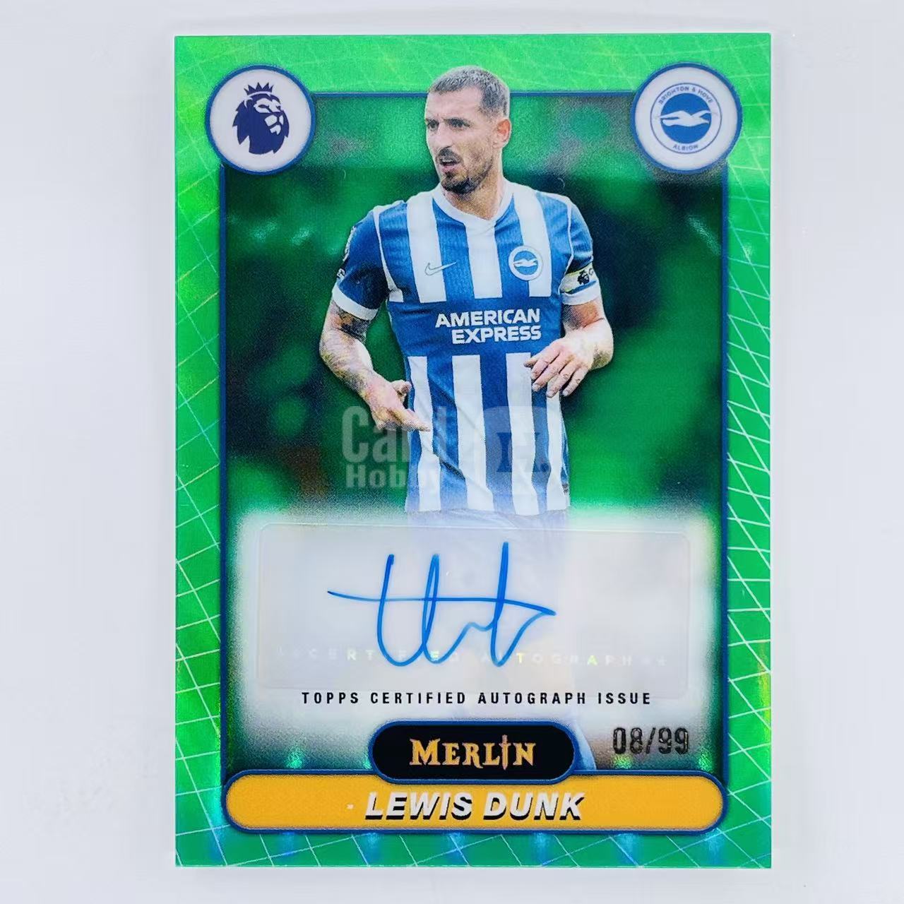 2026 Topps Merlin Chrome PL Lewis Dunk 元年英超梅林TC 英格兰 布莱顿 刘易斯 邓克 签字 /99编 绿折 老队长 Jeff# N