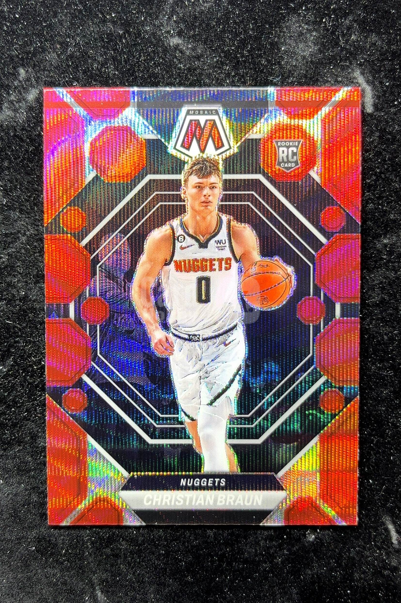 【小白1%代卖】2023 Panini Mosaic Prizm Christian Braun 克里斯蒂安·布朗 红波纹折 折射 新秀 RC 卡品如图 高价值 #240 Nuggets 0702
