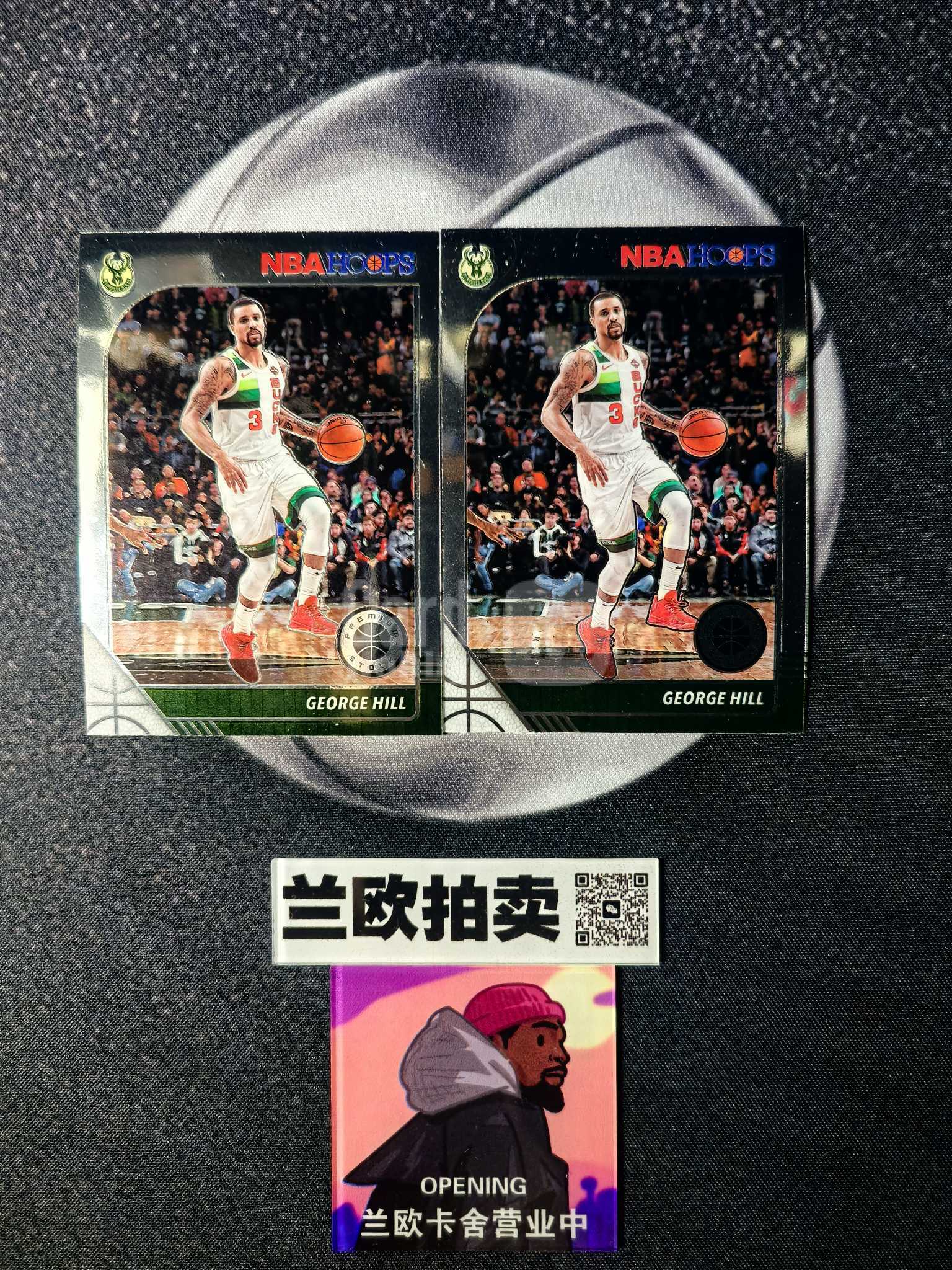 2019-20 Panini 〔兰欧拍卖〕 hoops硬卡 George Hill 乔治 希尔 雄鹿 双卡同出 lot「刘老板7期」