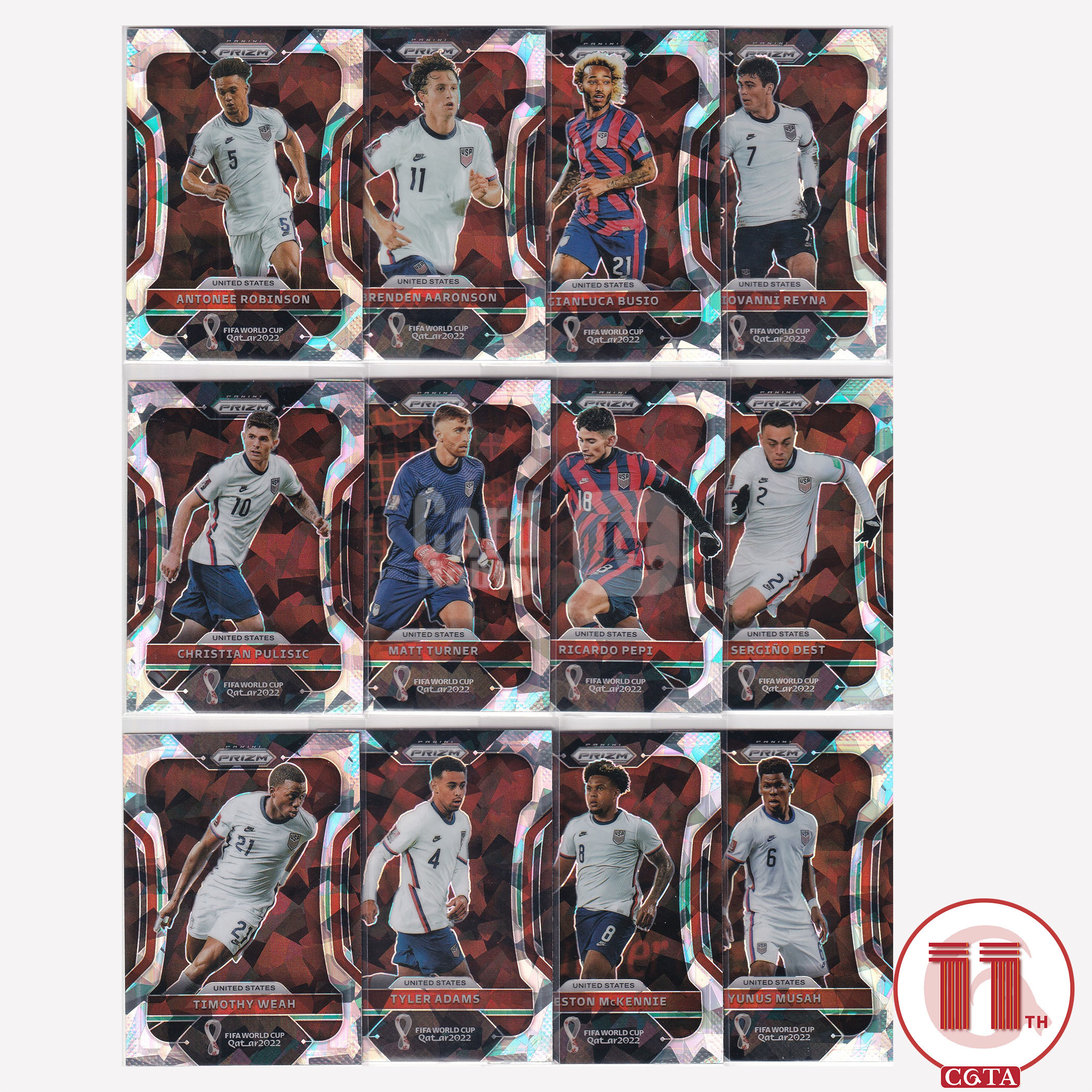 【CGTA Set套卡】2022 Panini World Cup Prizm United States Ice Base Lot12 USMNT 世界杯 美国 银碎冰折 队套 全套12卡 普利希奇 佩皮 越秀山2642355 #nss#